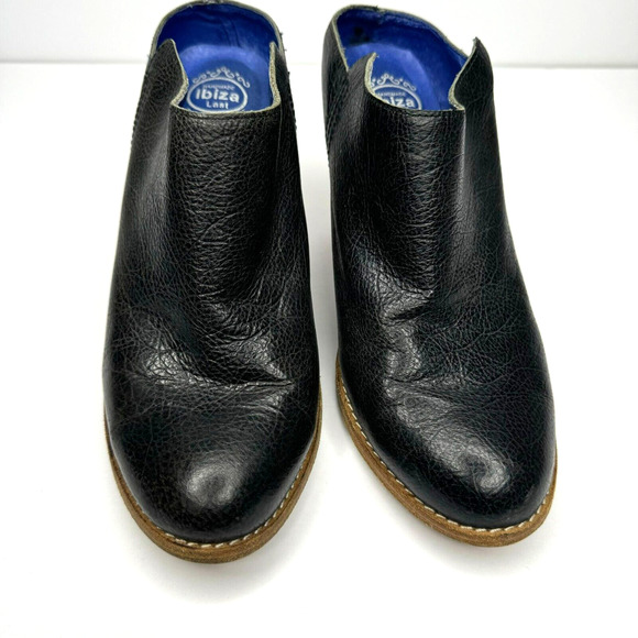 Jeffery Campbell Bootie Womens 6 Black Leather Mule Slip On Block Heel Ibiza - Picture 4 of 11